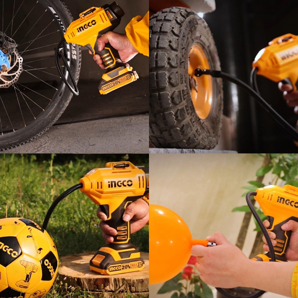 Ingco 150 PSI Lithium-Ion Cordless Auto Air Compressor with LED Light – CACLI2018