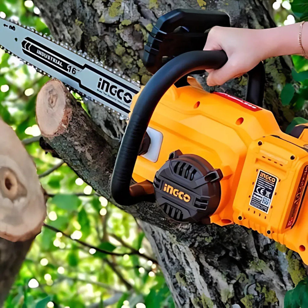 Ingco 40V Brushless 16" Lithium-Ion Cordless Chain Saw with 14.5m/s Chain Speed – CGSLI40168