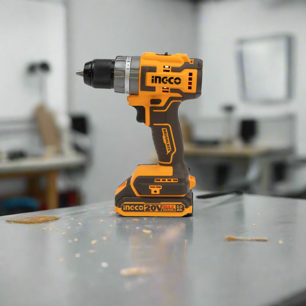 Ingco Lithium-Ion Brushless Cordless Hammer Impact Drill with Two 20V 2.0Ah Batteries & Charger - CIDLI20605