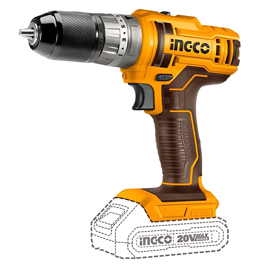 Ingco Lithium-Ion Cordless Hammer Impact Drill with Two 20V 2.0Ah Batteries & Charger - CIDLI201452