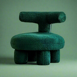 Green Furry Comfort With Backrest Footstool
