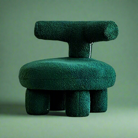Green Furry Comfort With Backrest Footstool