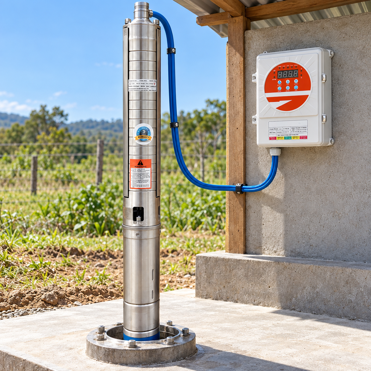 Comet AC/DC Hybrid Solar Deep-Well Submersible Pump Set 4SDS6 Series | 1HP, 1.5HP & 2HP