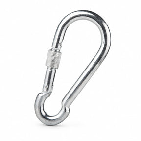 Atlas galvanised steel screw-lock snap hook with knurled locking sleeve on a white background