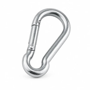 Atlas galvanised steel spring-gate snap hook isolated on a white background