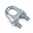 Atlas galvanised DIN 741 wire rope clip with U-bolt, saddle and two hex nuts on a white background.