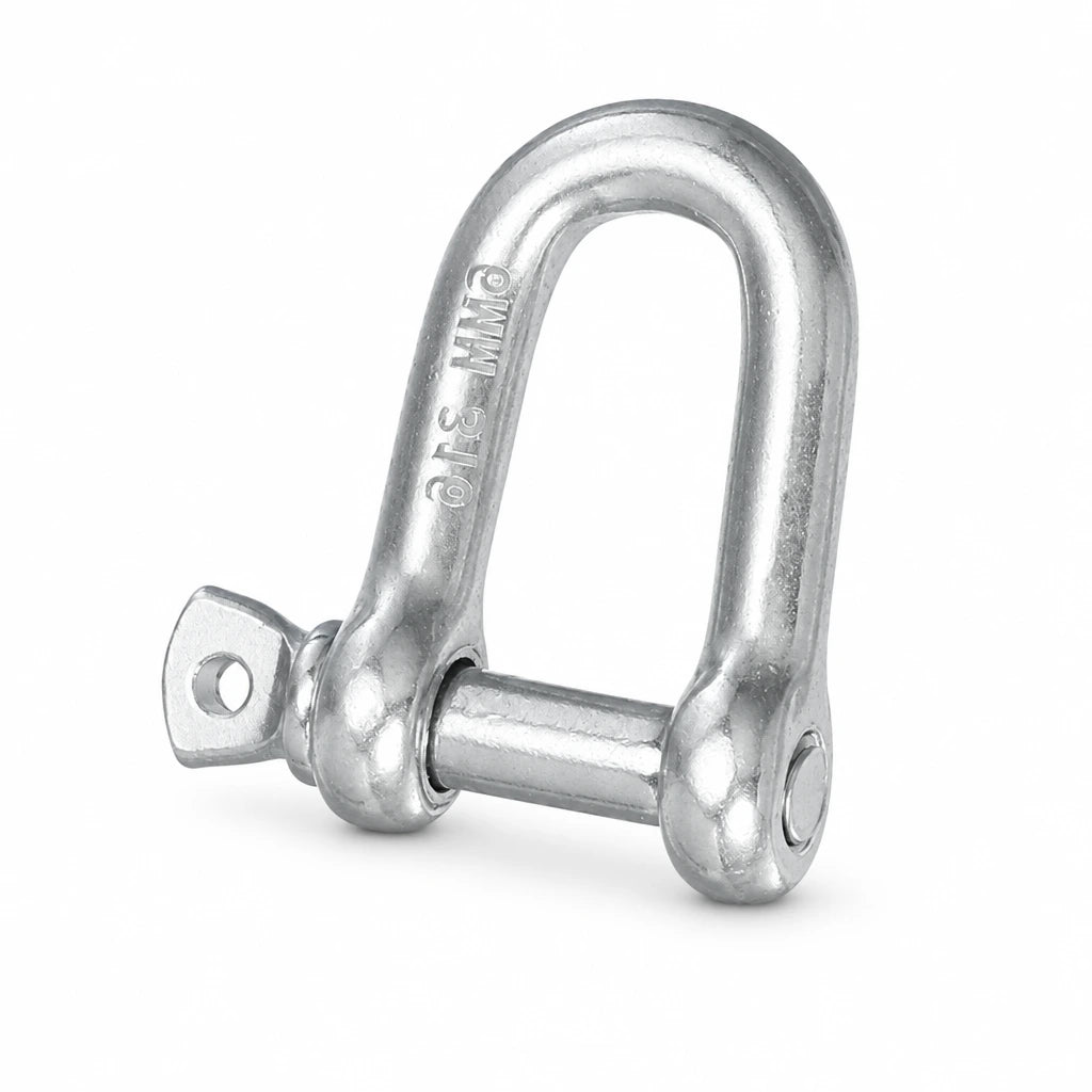 Atlas silver JIS-type D shackle with removable pin isolated on white