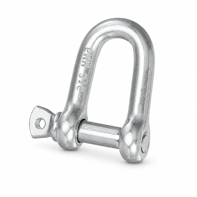 Atlas silver JIS-type D shackle with removable pin isolated on white