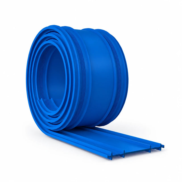 Berry 25m blue flat PVC waterstop roll with raised longitudinal profile on a white background