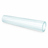 Berry 50m transparent flexible PVC level hose with open tubular end on a white background