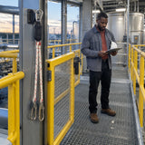 Completed industrial access inspection route with a Climax CLI-35-A lanyard resting on the PPE hook