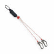 Climax CLI-35-A double-leg energy-absorbing lanyard with black absorber, twin rope legs and two metal hooks on white