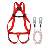 Climax Basic10 red safety harness kit with 1.5 m rope and two hooks on a white background.