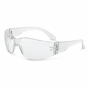 Climax CLI-590-I clear wraparound protective safety glasses with transparent frame on a white background