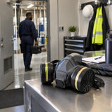 Prepared Climax half mask with matched CLI-A755-756 combination filters at a maintenance PPE station