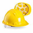 Yellow Climax 5-RS HDPE safety helmet with white suspension on a clean white background