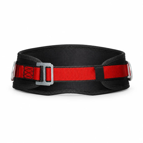 Climax CLI-25-CN black and red work-positioning safety belt with waist support on a white background