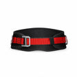 Climax CLI-25-CN/2 black padded work-positioning safety belt with red adjustable webbing on a white background
