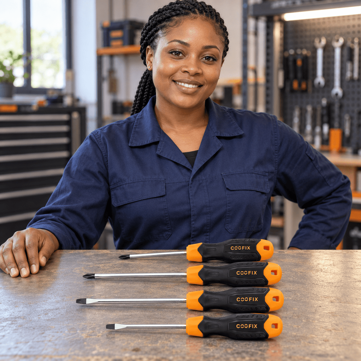 Supply Master Coofix 4-Piece Heavy-Duty Screwdriver Set with Ergonomic Handles - 27505