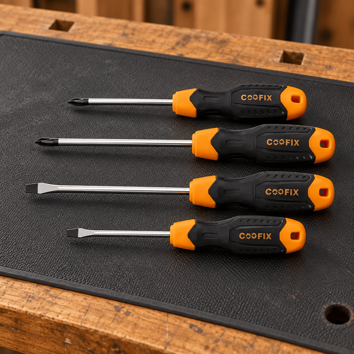 Supply Master Coofix 4-Piece Heavy-Duty Screwdriver Set with Ergonomic Handles - 27505
