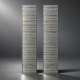 Two silver fastener strips on a cinematic grey background