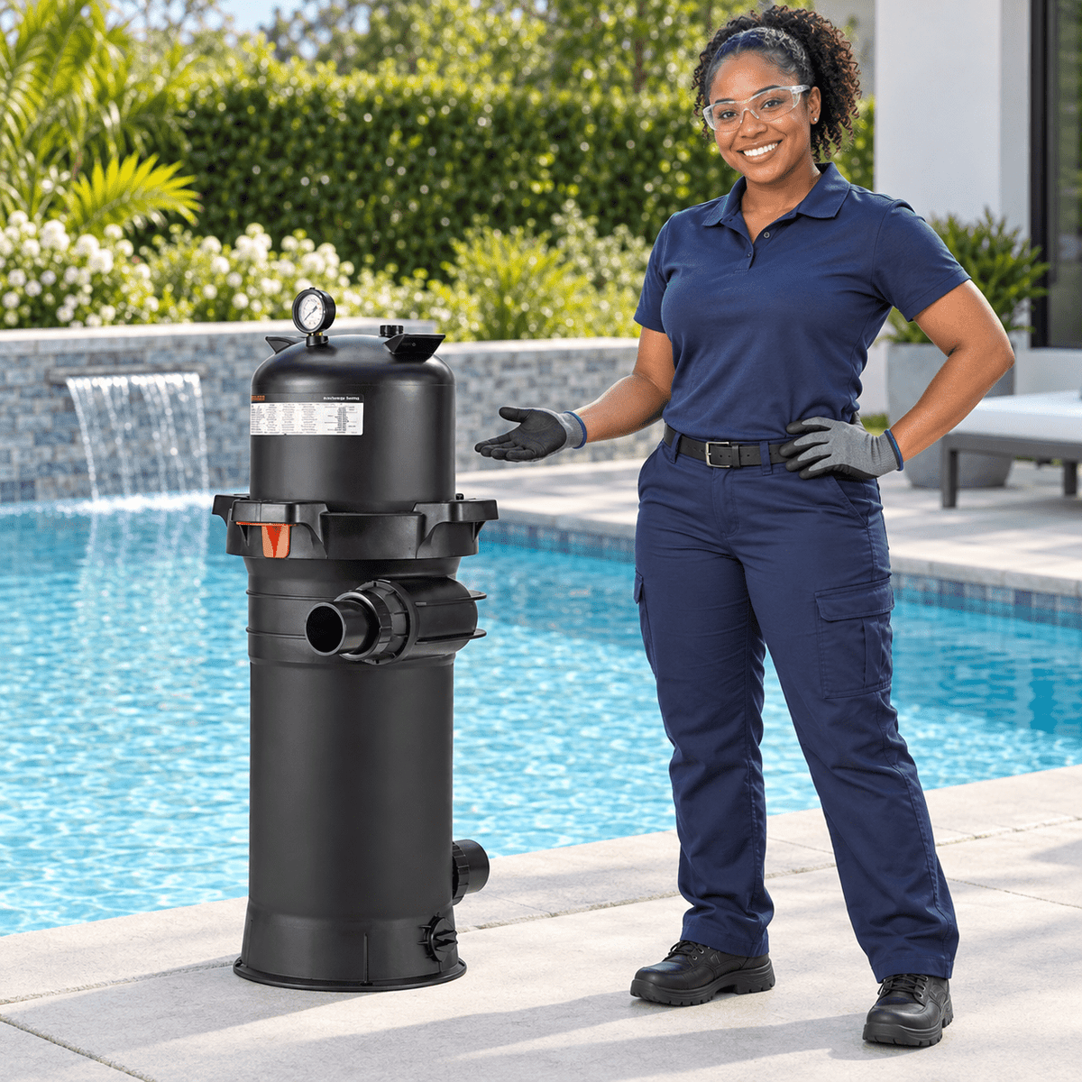 Supply Master Glong Black Single Cartridge Swimming Pool Filter - GL-200S