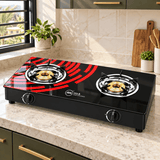 Supply Master H&A 2-Burner Glass-Top Tabletop Gas Stove with Dual Rotary Controls - H&A-GG8112