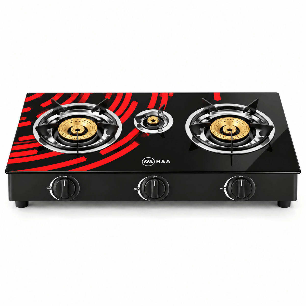 Supply Master H&A 3-Burner Glass-Top Tabletop Gas Stove - H&A-GG8003