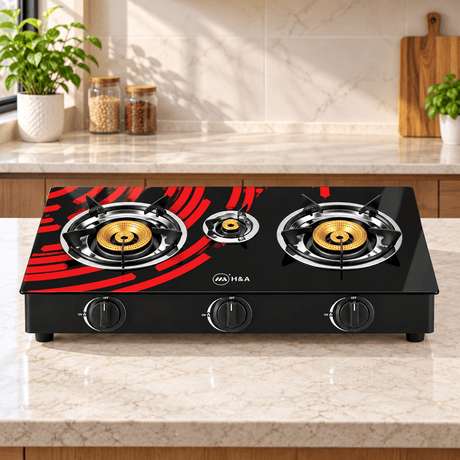 Supply Master H&A 3-Burner Glass-Top Tabletop Gas Stove - H&A-GG8003