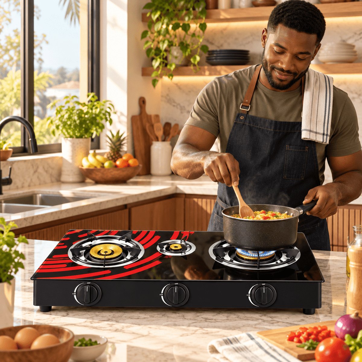 Supply Master H&A 3-Burner Glass-Top Tabletop Gas Stove - H&A-GG8003