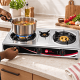 Supply Master H&A 3-Burner Stainless Steel Tabletop Gas Stove - H&A-SG7123