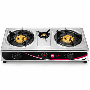 Supply Master H&A 3-Burner Stainless Steel Tabletop Gas Stove - H&A-SG7123