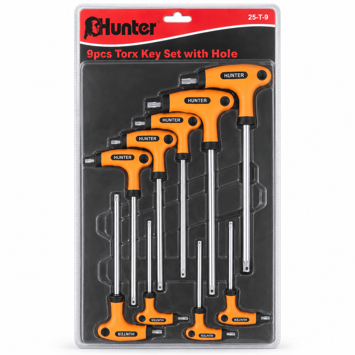 Supply Master Hunter 9-Piece Long Torx Key Set T10–T50 with Orange Handle Grip - TROX-HK9