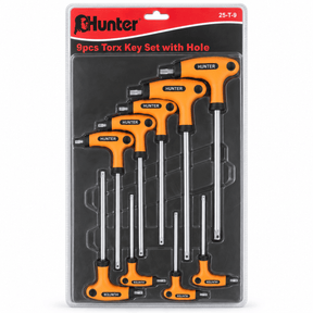 Supply Master Hunter 9-Piece Long Torx Key Set T10–T50 with Orange Handle Grip - TROX-HK9