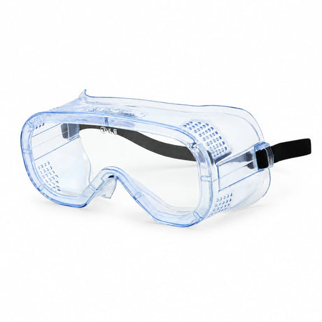Irona IRO-260-C clear anti-fog safety goggles with adjustable black strap on a white background.