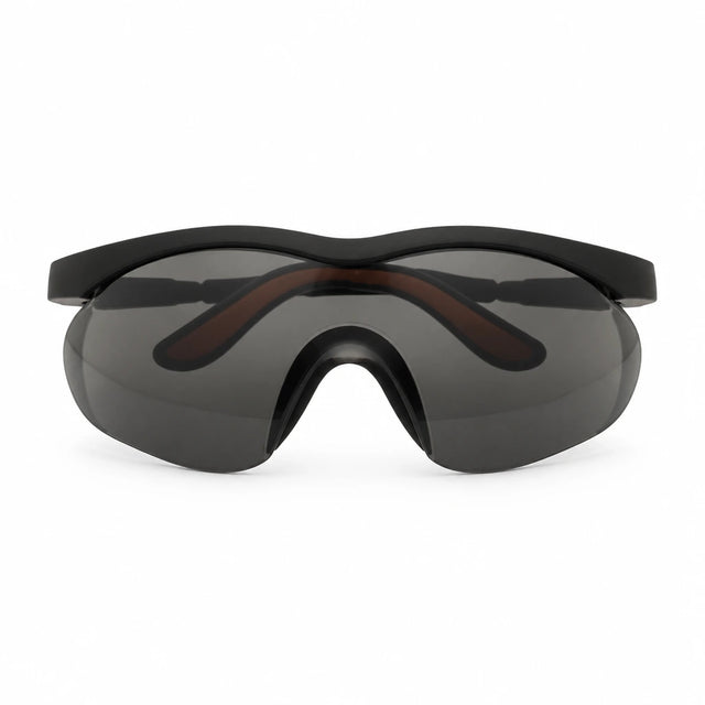 Irona IRO-220-G wraparound safety goggles with dark curved lens on a white background
