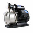 LuckyPro SMP680C 0.9HP stainless steel multistage water pump on a white background with black motor and automatic control unit