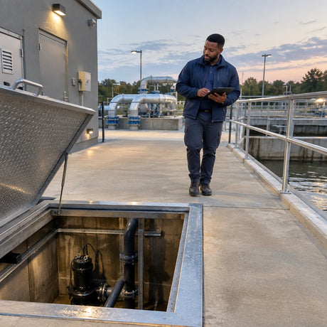 Clean secured wastewater facility service area after a LuckyPro sewage pump completes transfer duty