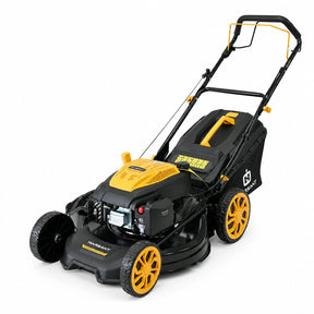 Marsant RMS53Q-V210 209cc self-propelled gasoline lawn mower with 530mm deck and rear grass collector on white background