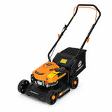 Marsant RMP39Q-V80-B 80cc gasoline push lawn mower with rear grass collector on a white background