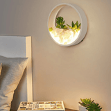 Supply Master Pendant & Chandeliers Metal Halo Led Sconce Wall Mounted Light with Cobblestone & Imitation Plant