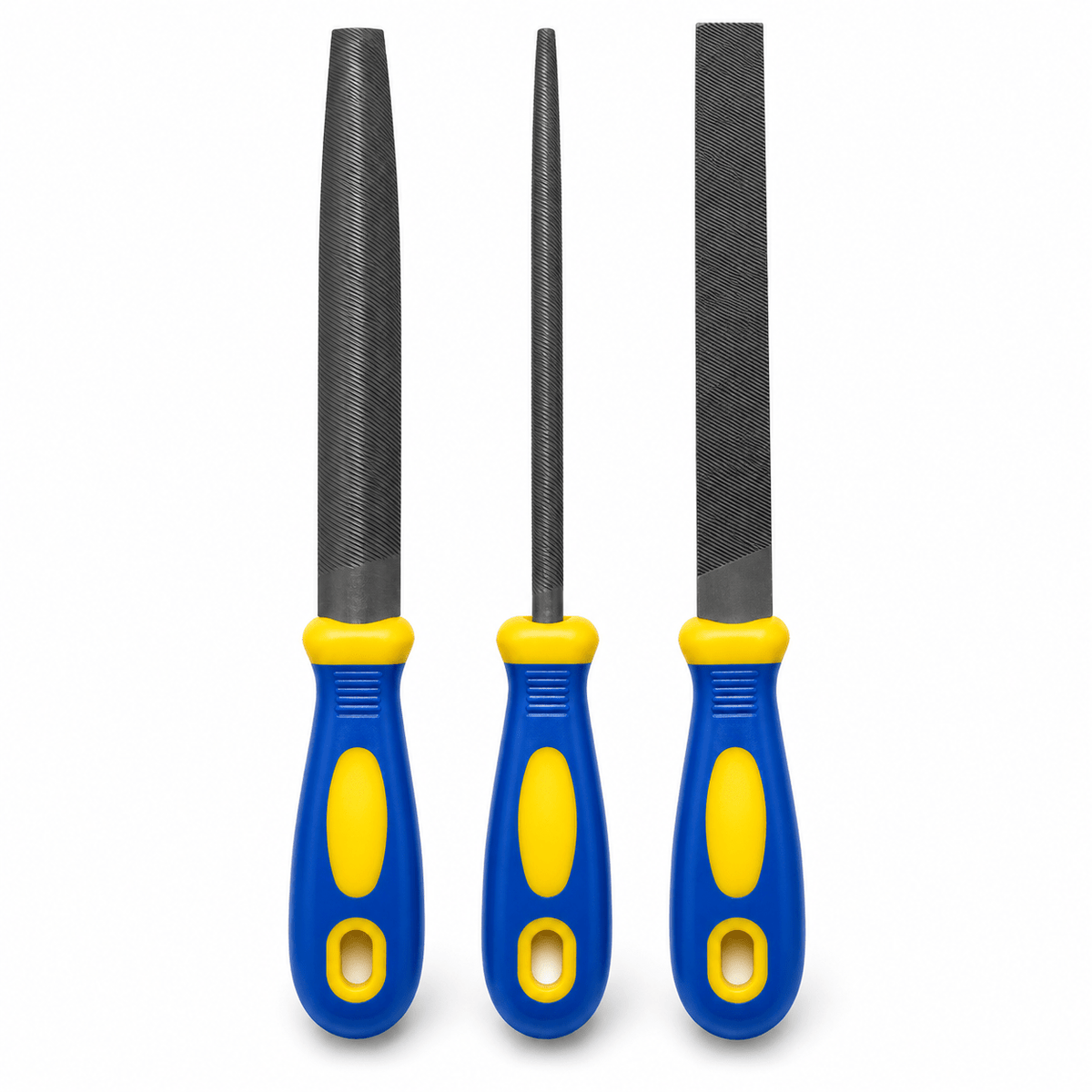 Supply Master Tera 3-Piece 8" Steel File Set with Ergonomic Handles - H250254