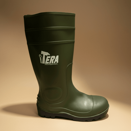 Supply Master Tera Green & Black Steel-Toe and Midsole Safety Rain Boots | Size 41 - 46