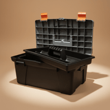 Supply Master Tera Plastic Tool Box with Removable Tray & Carry Handle | 17" & 19"