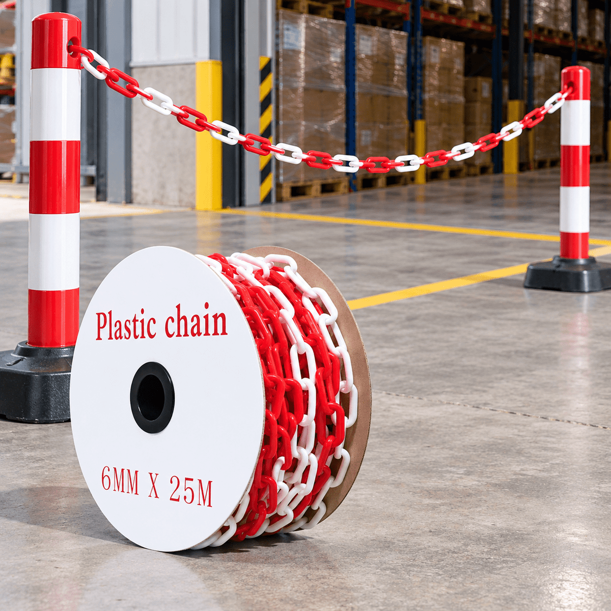 Supply Master Tera Red & White Plastic Barrier Chain 6mm x 20m - 211505