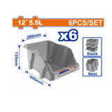 Supply Master Wadfow 12" 6-Piece Stackable Storage Bin Set - WTB0604