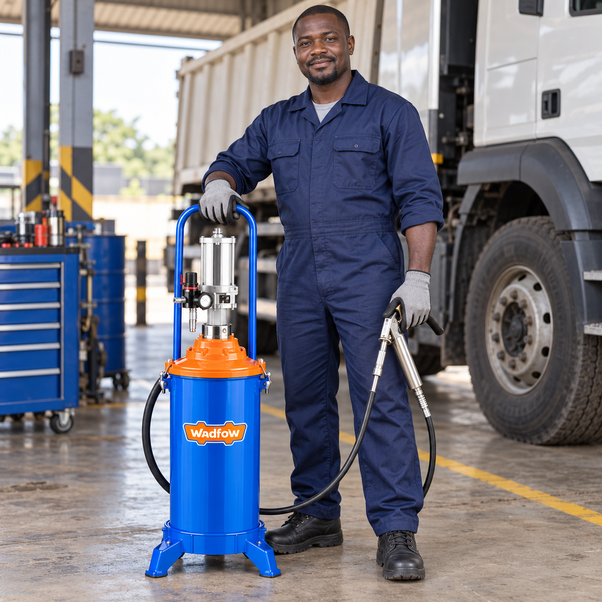 Wadfow 50:1 Pressure Pneumatic Grease Pump with 4m Hose | 12L, 30L & 45L