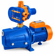 Wadfow 1HP self-priming jet pump with WPC1A01 automatic pressure controller on a white background