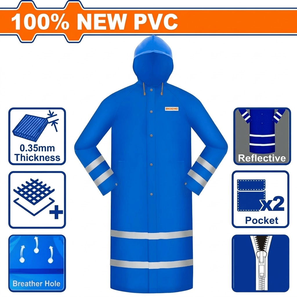 Supply Master Wadfow Size L Reflective Waterproof PVC Raincoat - WRC400L