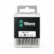 Wera 10-piece PH1 by 25 mm Phillips screwdriver bit set in transparent storage case on white background